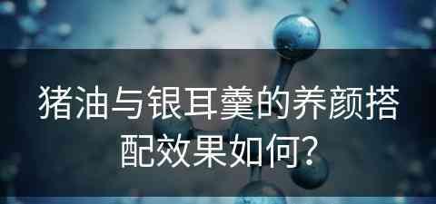 猪油与银耳羹的养颜搭配效果如何？